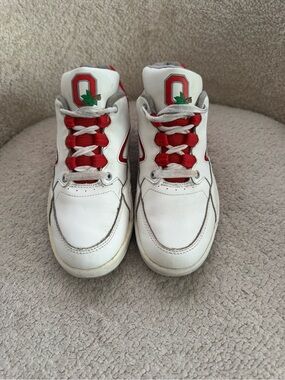 Vintage Ohio State Buckeyes OSU Women’s Size 8 Leather Sneakers White Red